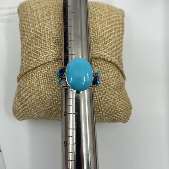 💠Vintage Southwest Style Sterling Silver Ring with Turquoise Gemstone Size 7 - Picture 8 of 10
